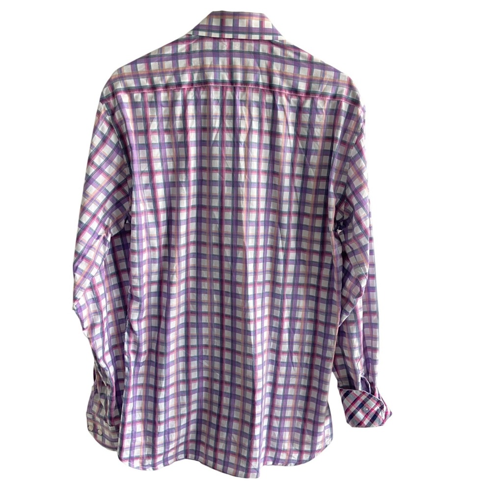 Tailorbyrd Collection Mens Large Button Down Shirt Plaid Purple Pink Long Sleeve - Picture 5 of 5